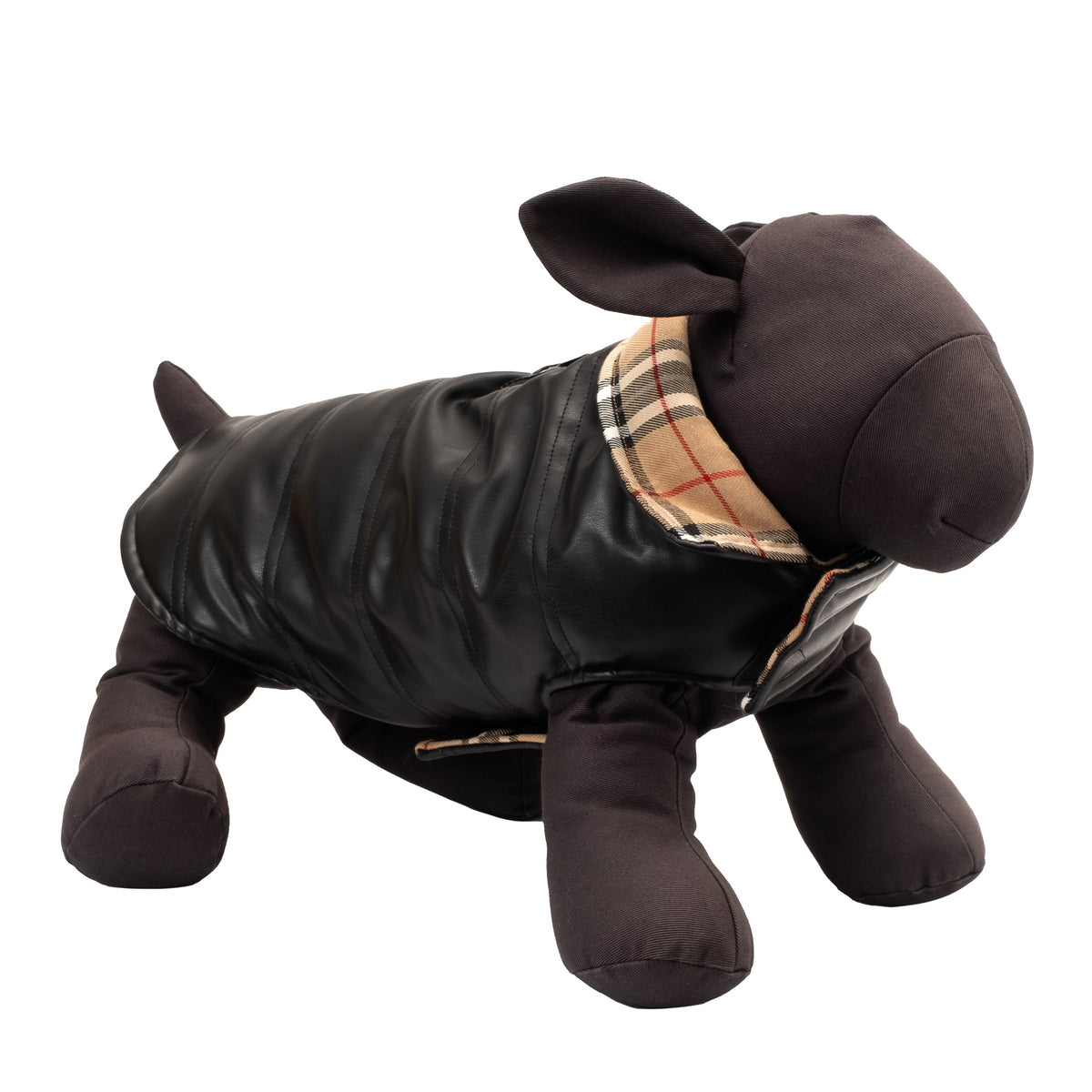Black Faux Leather Dog Jacket, black, product view 4