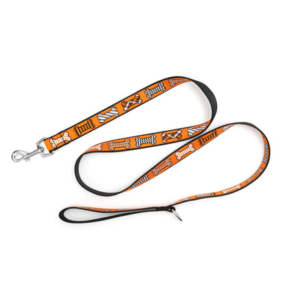 Halloween Bones Dog Leash – Orange, Sizes S, L