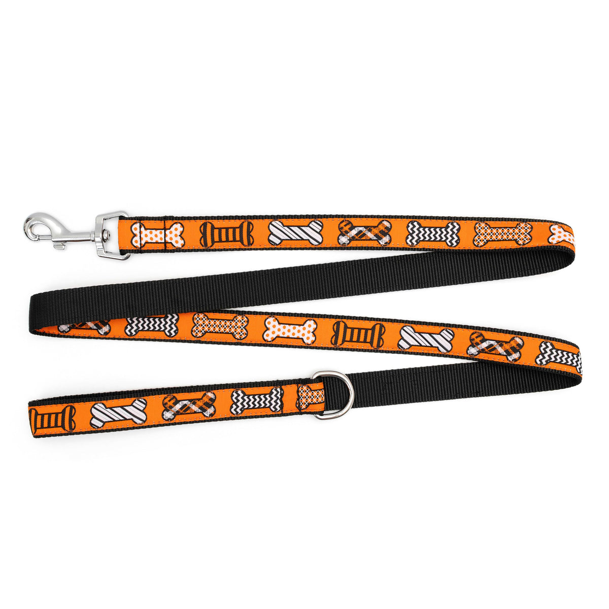 Halloween Bones Dog Leash – Orange, Sizes S, L