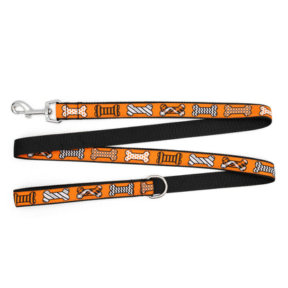 Halloween Bones Dog Leash – Orange, Sizes S, L