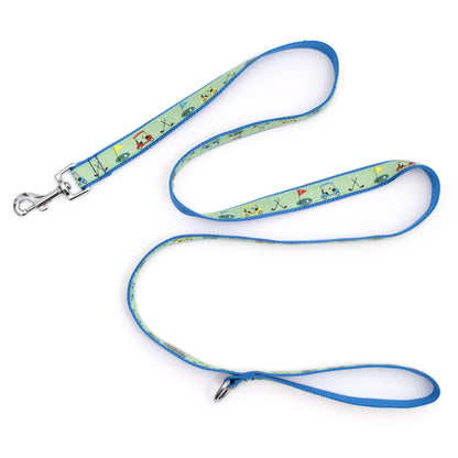 Golf Pattern Nylon Dog Leash — extended green leash