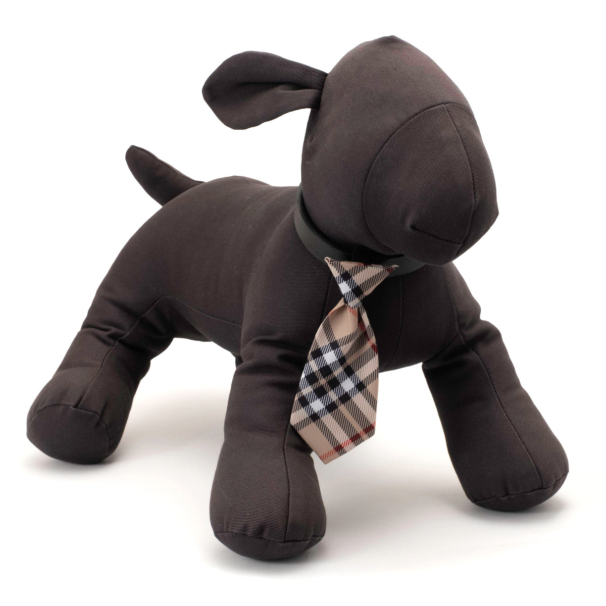 Bias Plaid Blue Dog Neck Tie – Polyester, Tan, Red & Blue, Sizes S, L