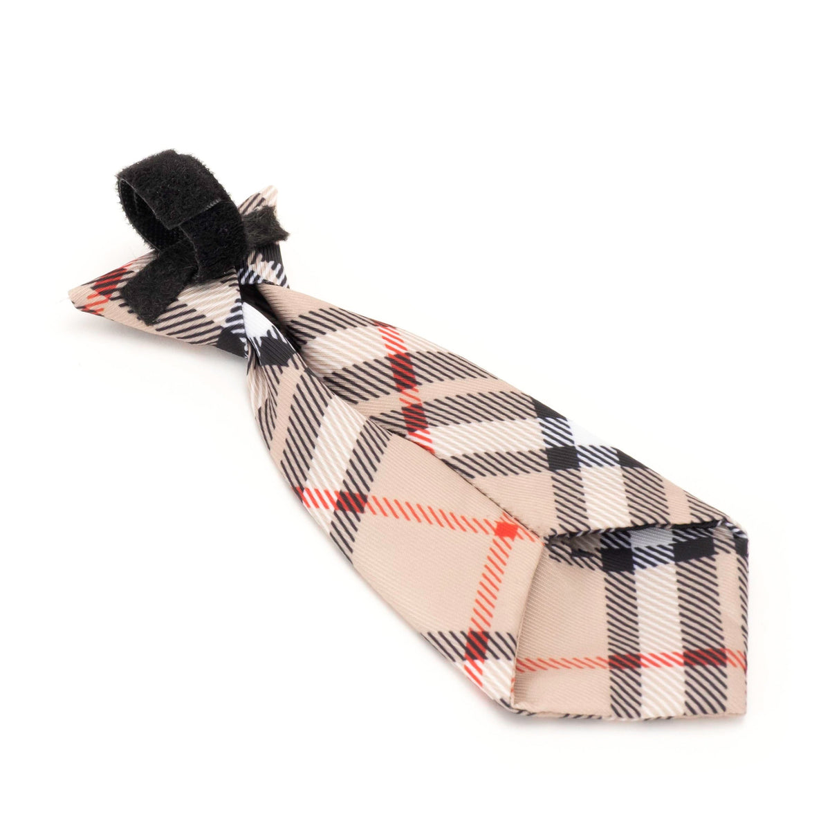 Bias Plaid Blue Dog Neck Tie – Polyester, Tan, Red & Blue, Sizes S, L