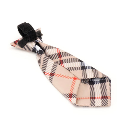 Bias Plaid Blue Dog Neck Tie – Polyester, Tan, Red & Blue, Sizes S, L