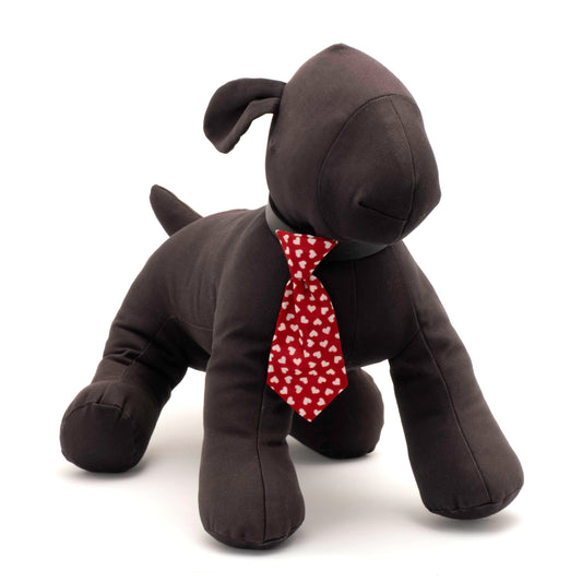 Hearts Dog Neck Tie – Polyester, Red, Sizes S, L