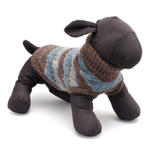 Tweed Stripe Turtleneck Dog Sweater – Polyester, Blue & Burgundy, Sizes XS–XXL