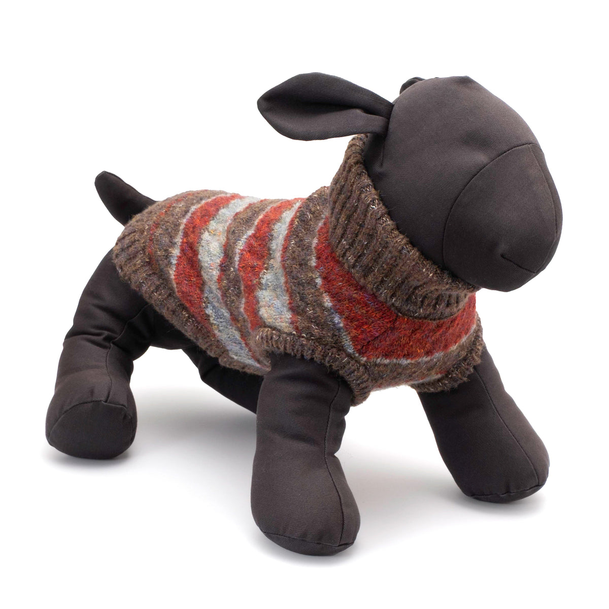 Tweed Stripe Turtleneck Dog Sweater – Polyester, Blue & Burgundy, Sizes XS–XXL