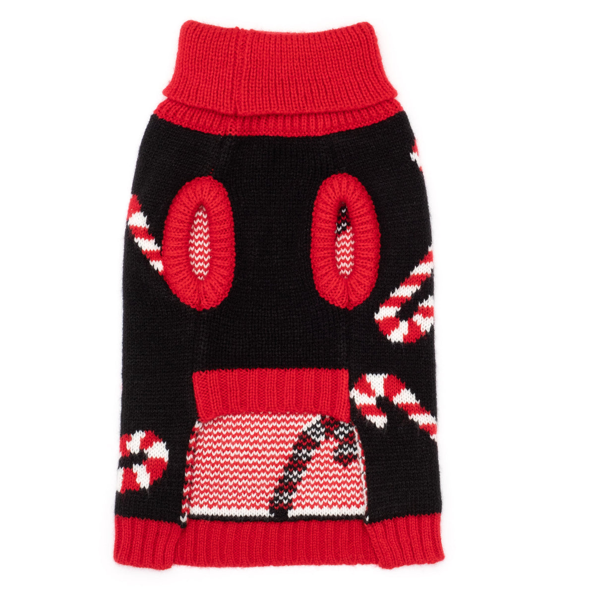Black Candy Cane Dog Sweater, black, product view 2