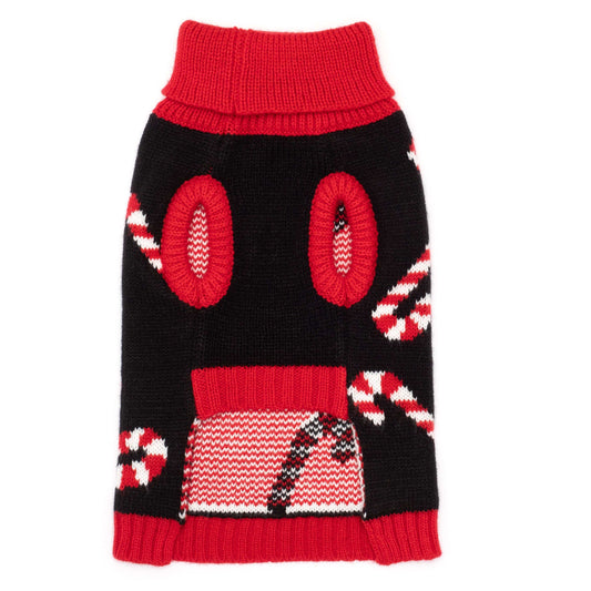 Black Candy Cane Dog Sweater, black, product view 2