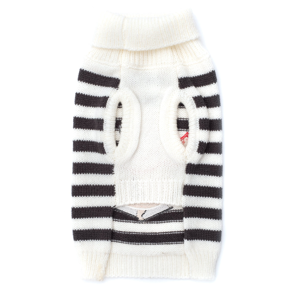 Striped Snowman Dog Sweater, gray/off white, product view 2