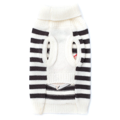 Striped Snowman Dog Sweater, gray/off white, product view 2