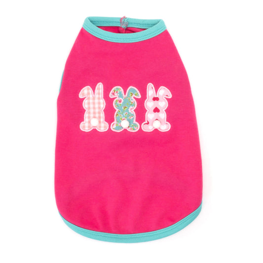 Bunny Hop Dog Tank Top – Cotton, Fuchsia, Sizes XS–XXL