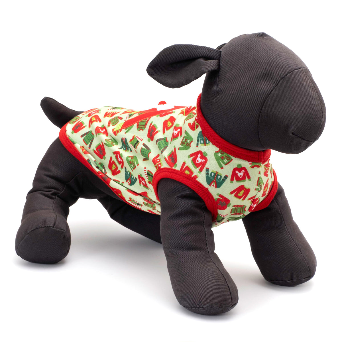 Ugly Christmas Sweater Dog Tank Top – Polyester, Green, Sizes XS–XXL