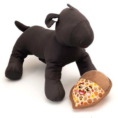Acorn Squeaky Dog Toy, scale beside a display dog
