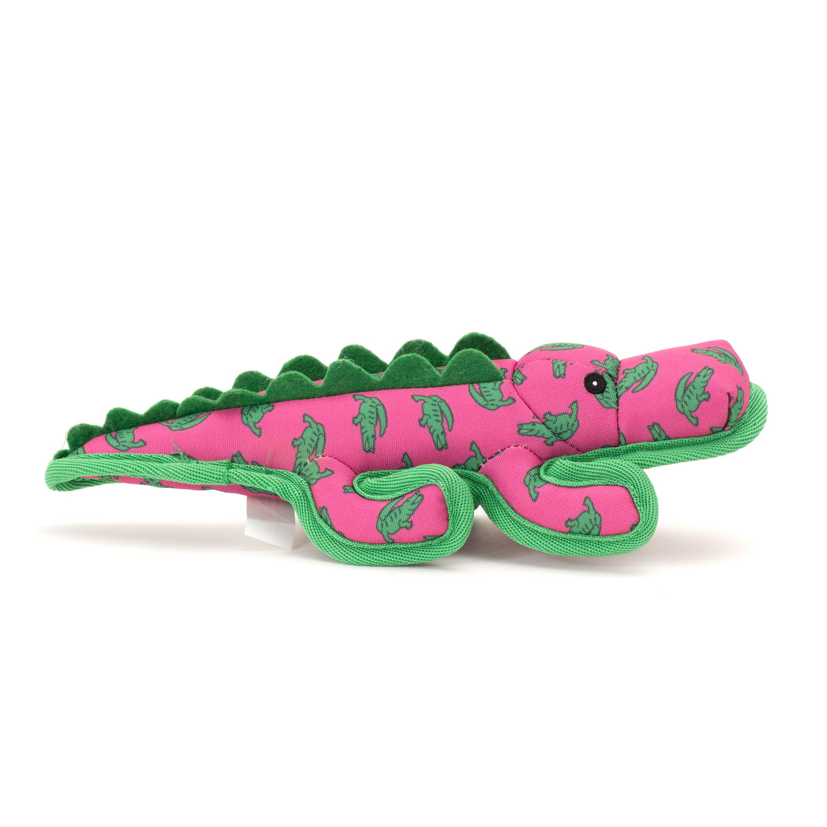 Pink and Green Alligator Squeaky Dog Toy in green, product view 3