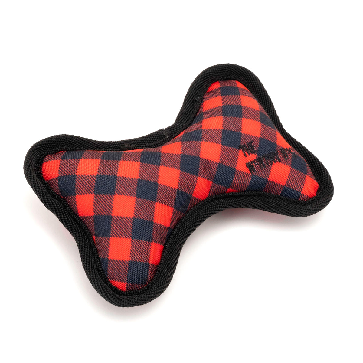 Bias Buffalo Plaid Bone Dog Toy – Red, Sizes S, L