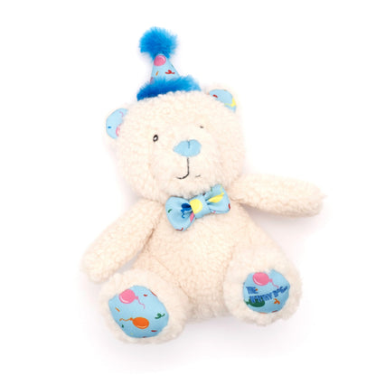 Birthday Bear Dog Toy – Blue & Pink, Size One Size