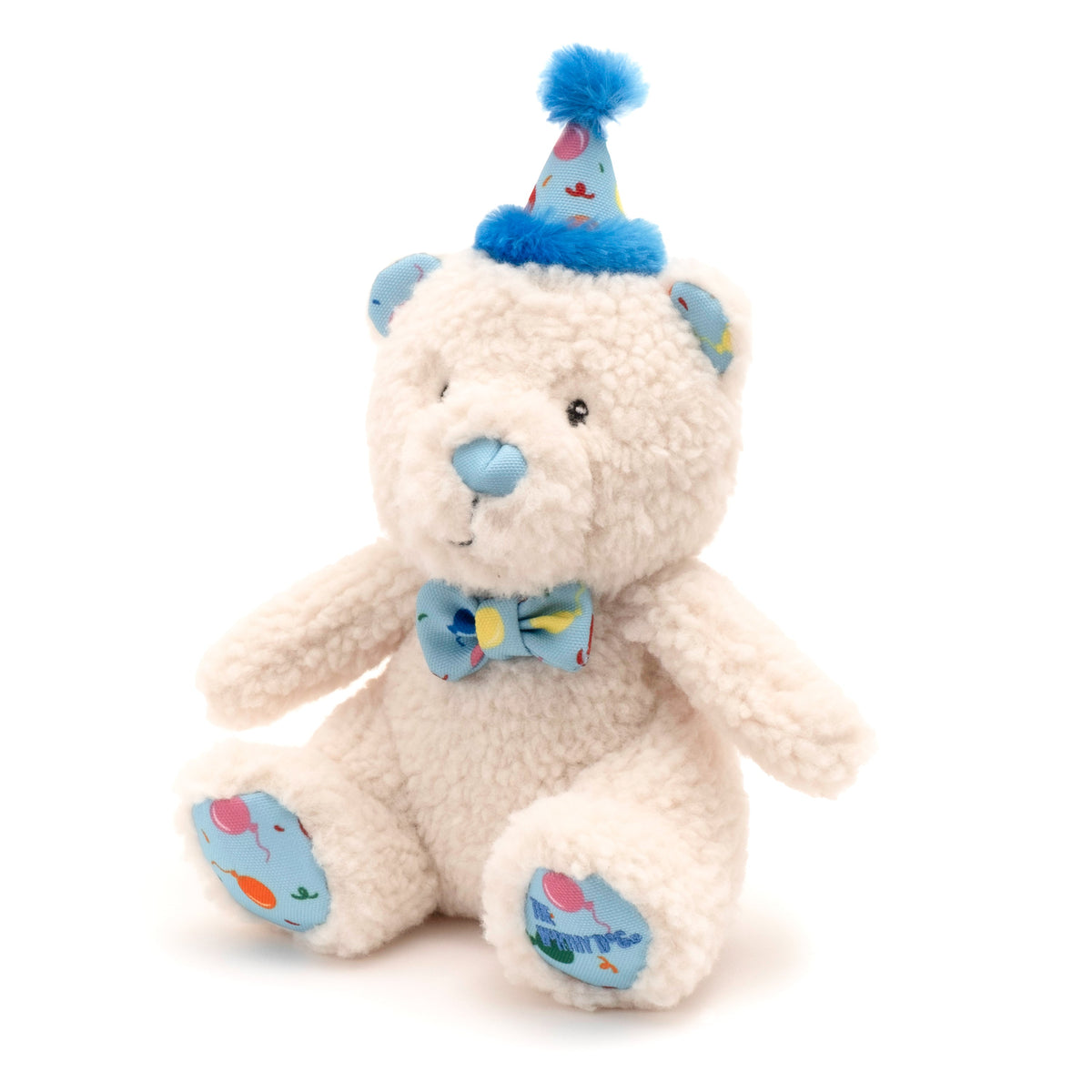 Birthday Bear Dog Toy – Blue & Pink, Size One Size