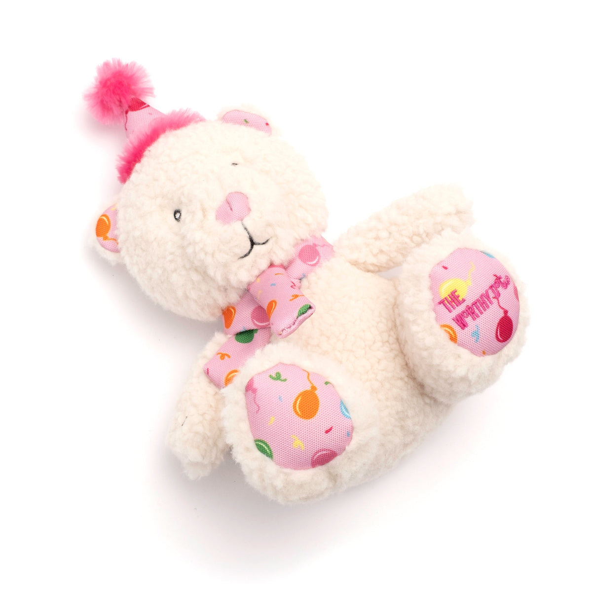 Birthday Bear Dog Toy – Blue & Pink, Size One Size