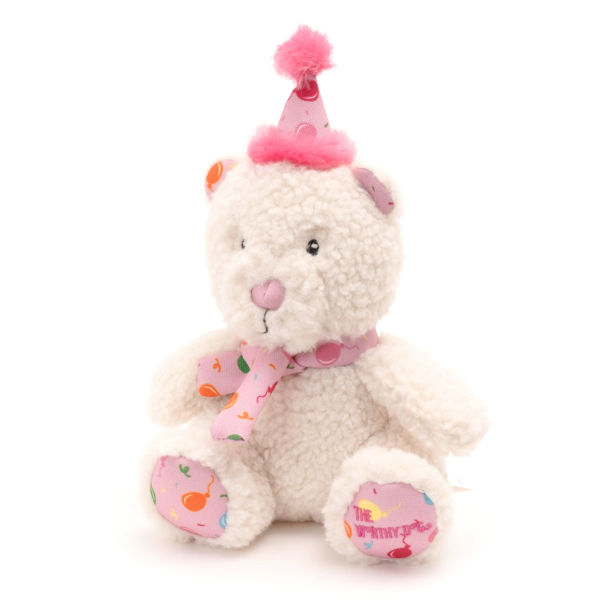 Birthday Bear Dog Toy – Blue & Pink, Size One Size
