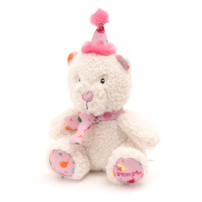 Birthday Bear Dog Toy – Blue & Pink, Size One Size