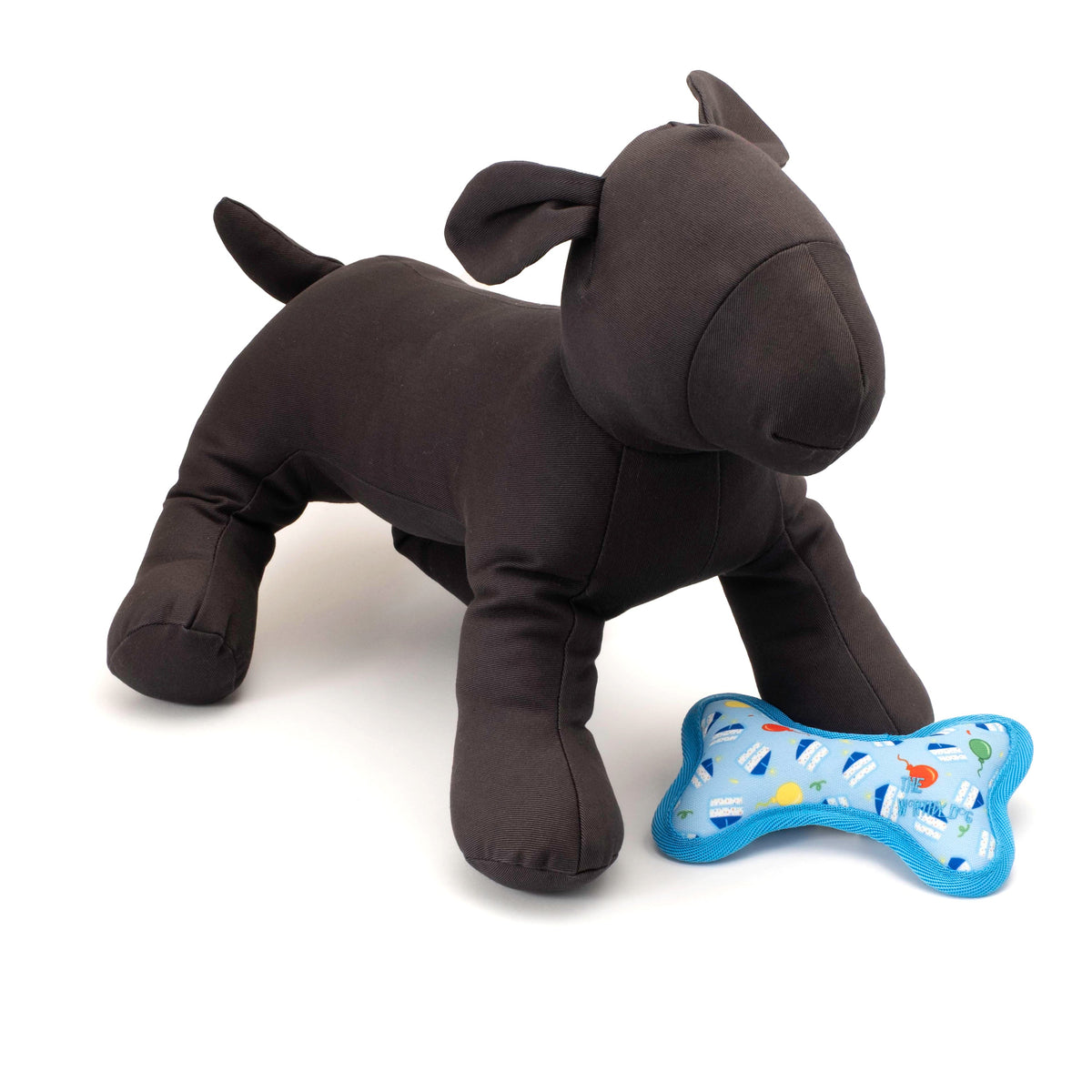 Blue Birthday Boy Bone Squeaky Dog Toy in blue, product view 3
