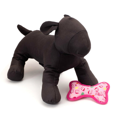 Pink Birthday Girl Bone Squeaky Dog Toy in pink, product view 2