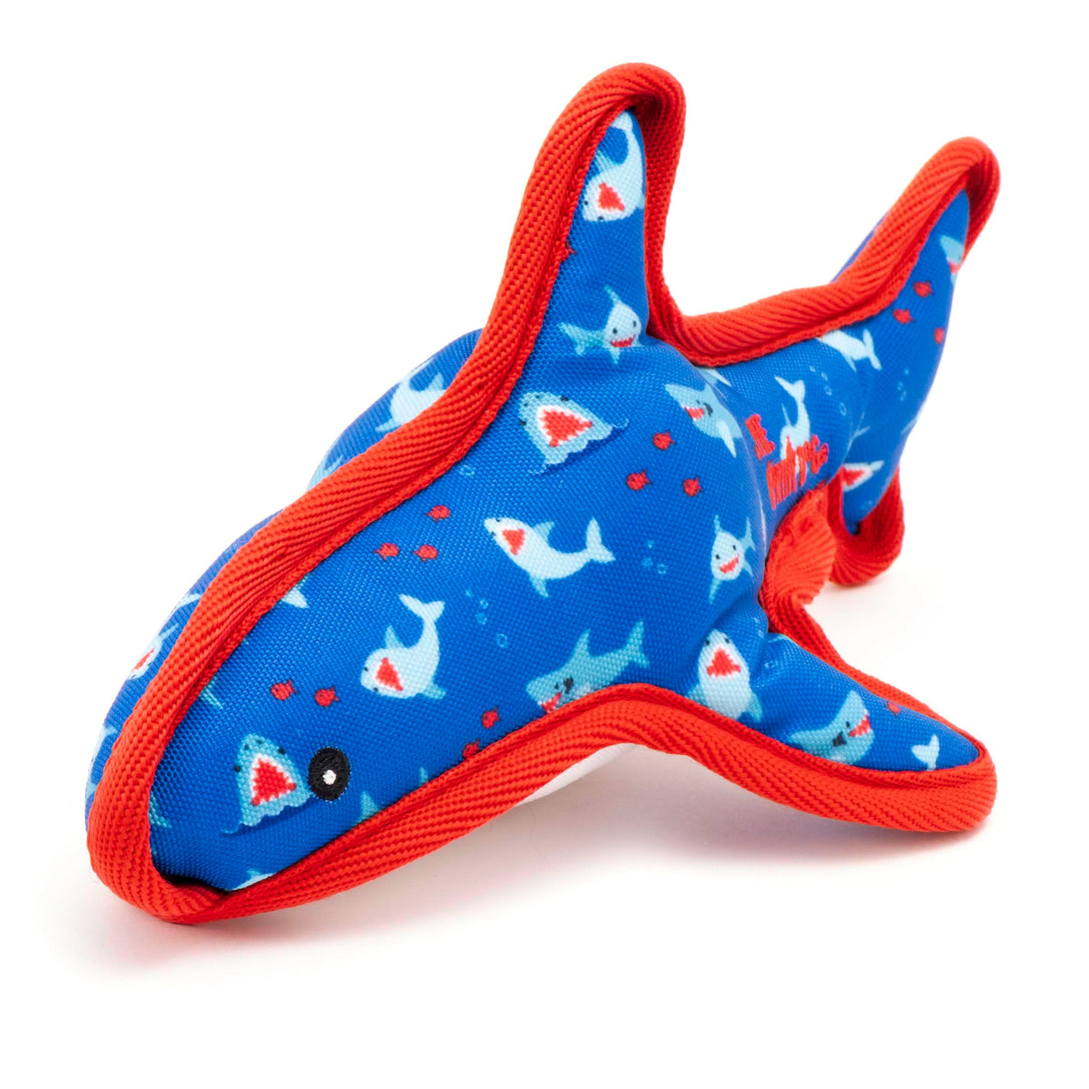 Blue Shark Squeaky Dog Toy in blue, product view 2