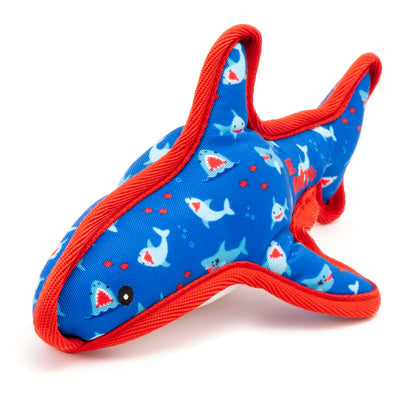Blue Shark Squeaky Dog Toy in blue, product view 2