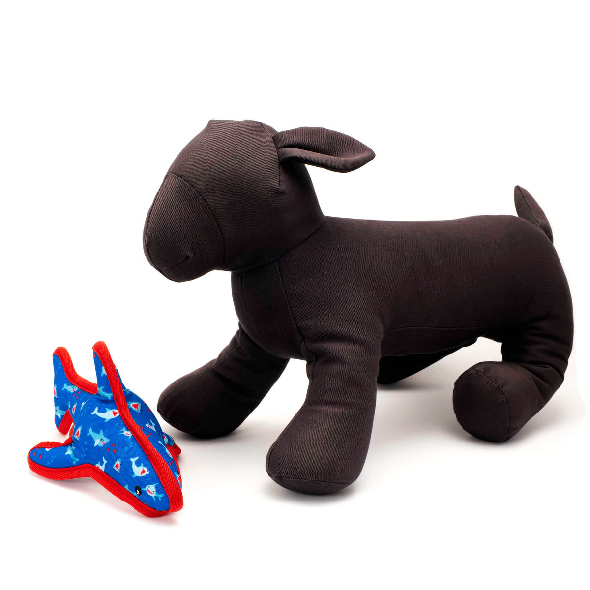 Blue Shark Squeaky Dog Toy in blue, product view 3