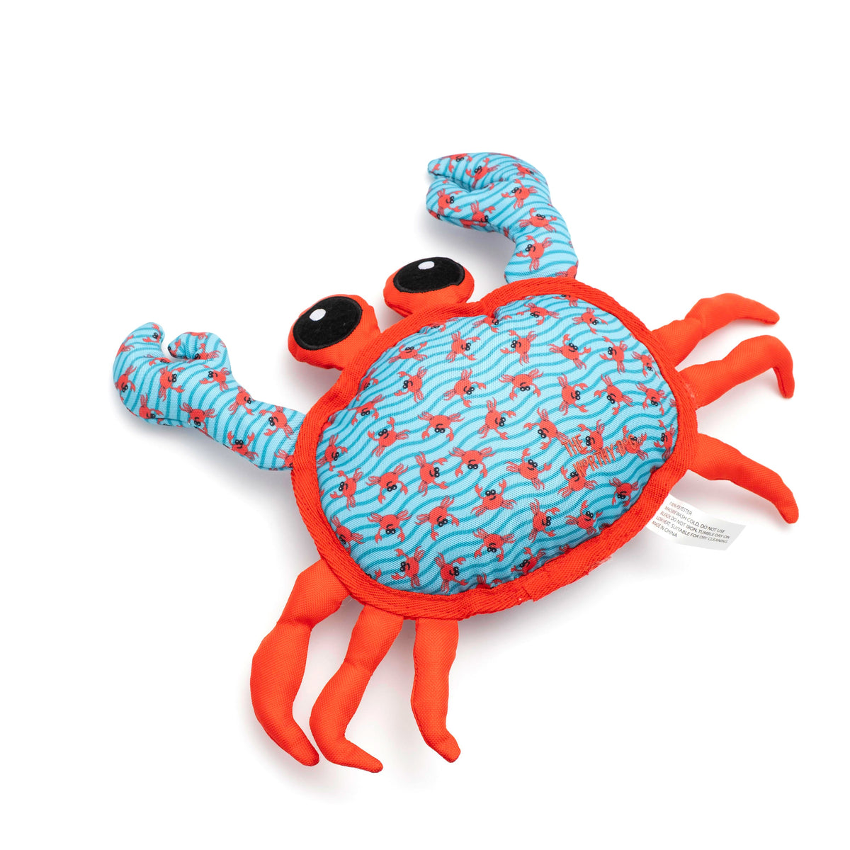 Crab Squeaky Dog Toy in teal, product view 2