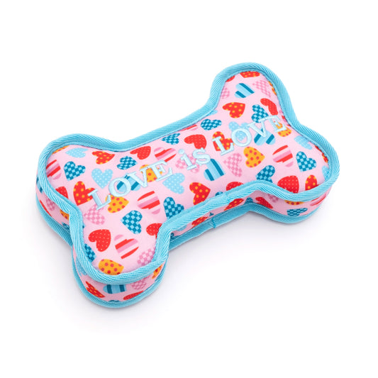 Love is Love Bone Dog Dog Toy – Pink, Sizes S, L