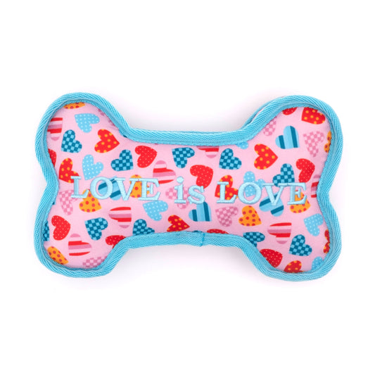 Love is Love Bone Dog Dog Toy – Pink, Sizes S, L