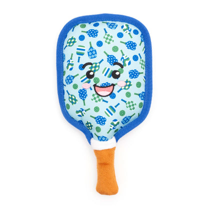 Pickleball Paddle Squeaky Dog Toy, Blue paddle front view