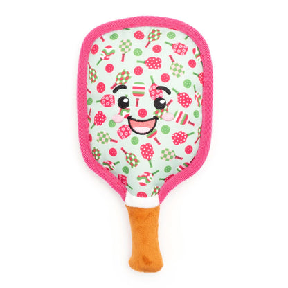 Pickleball Paddle Squeaky Dog Toy, Pink paddle front view