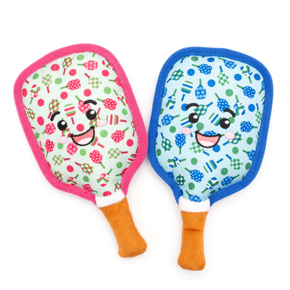Pickleball Paddle Squeaky Dog Toy, Blue and Pink color comparison