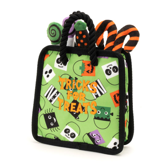 Halloween Treat Bag Squeaky Dog Toy, angled view