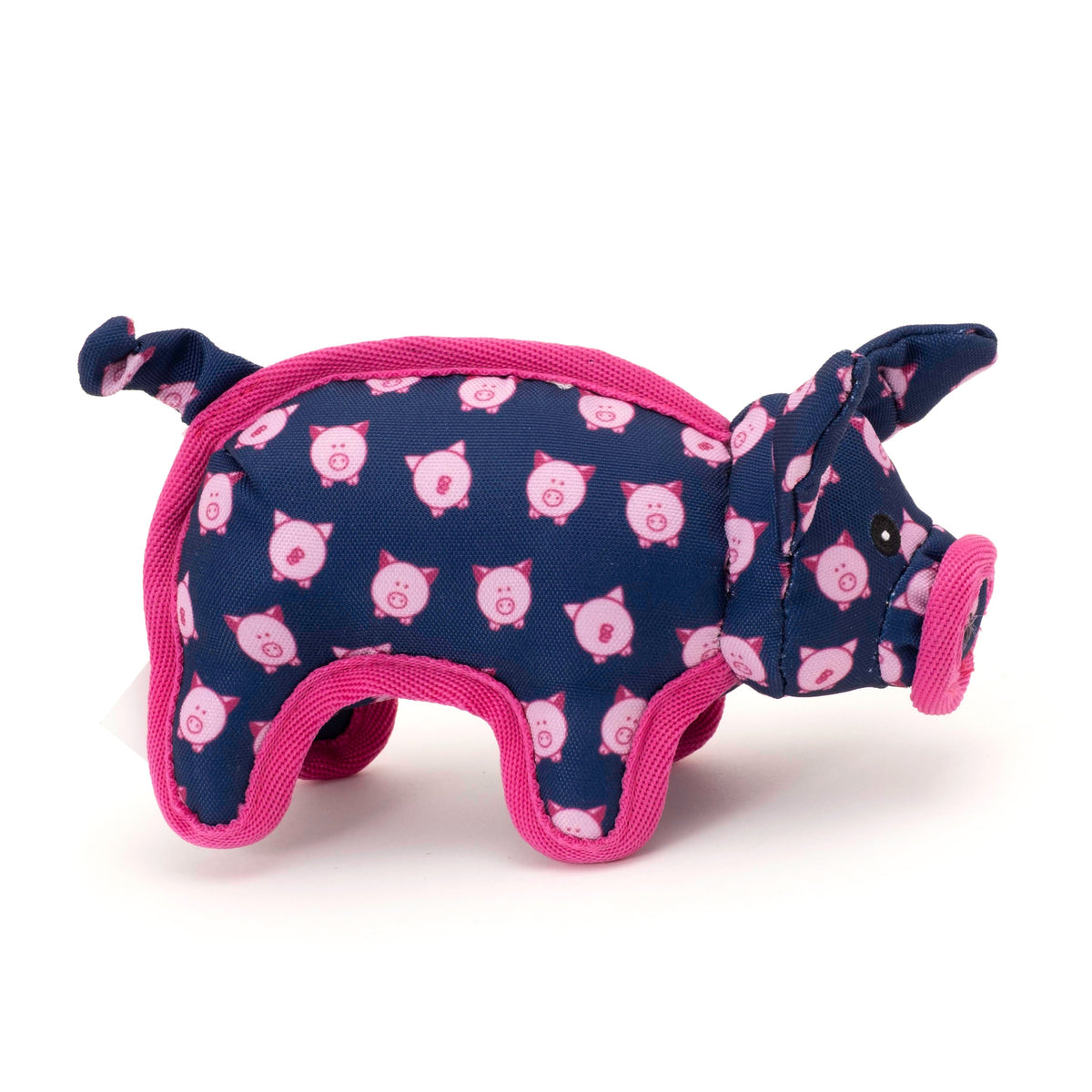 Navy and Pink Pig Squeaky Dog Toy in navy, product view 2