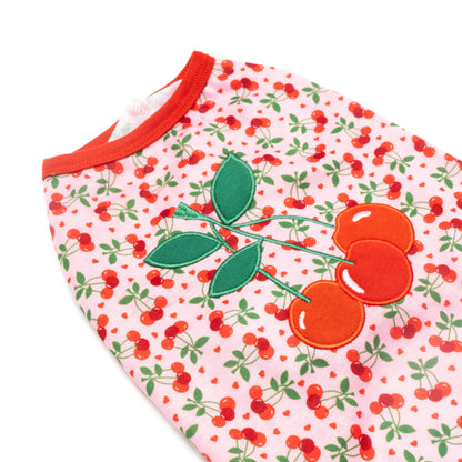 Cherries Jubilee Dog Tank Top – Polyester, Pink, Sizes XS–XXL