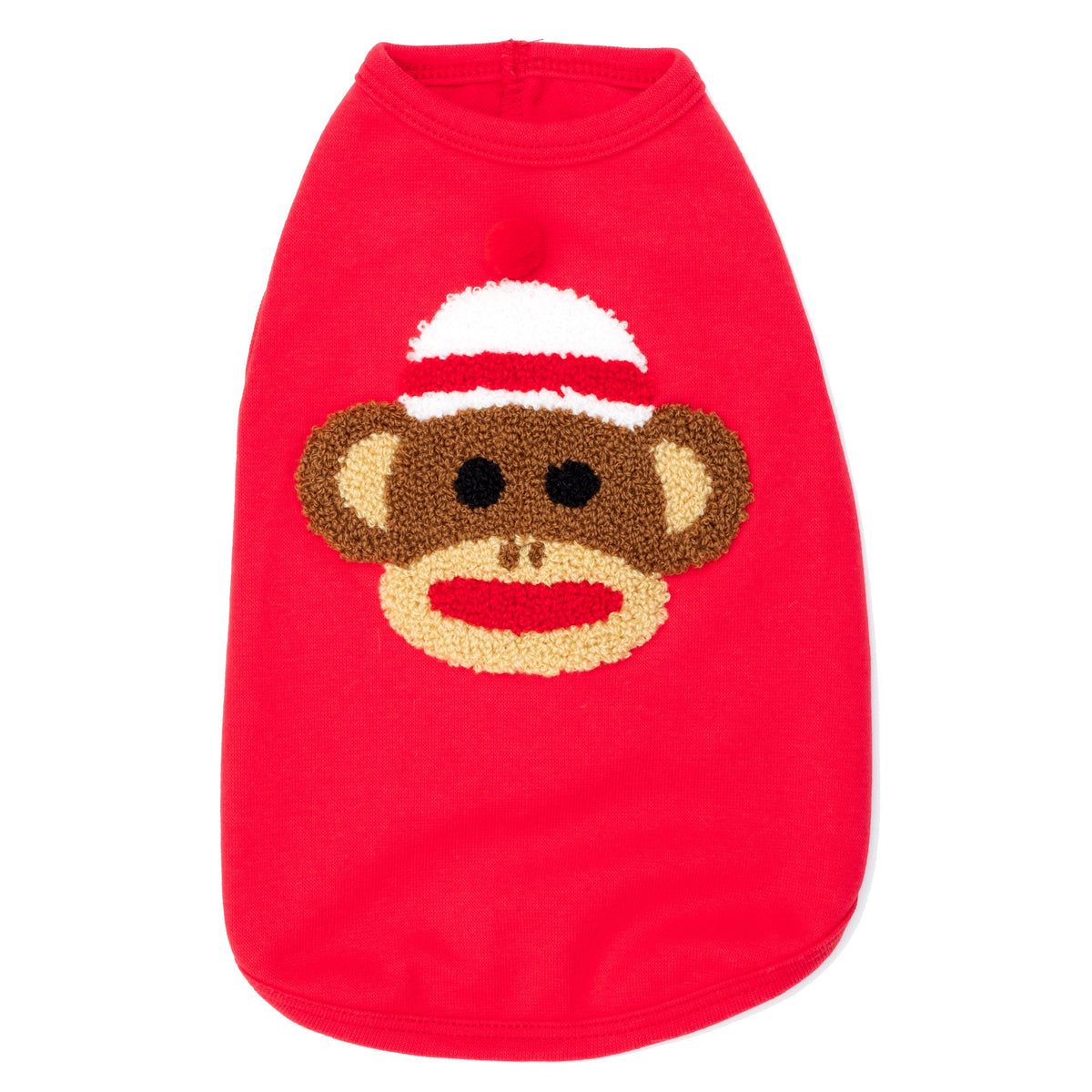 Sock Monkey Dog Tank Top – Cotton, Red, Sizes XS–XXL