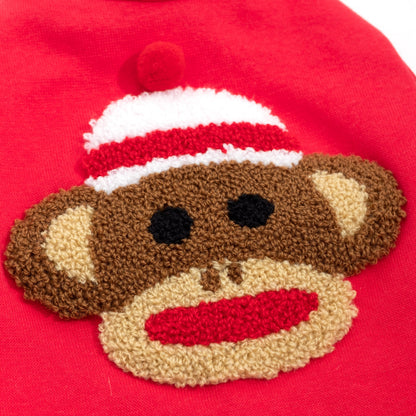 Sock Monkey Dog Tank Top – Cotton, Red, Sizes XS–XXL