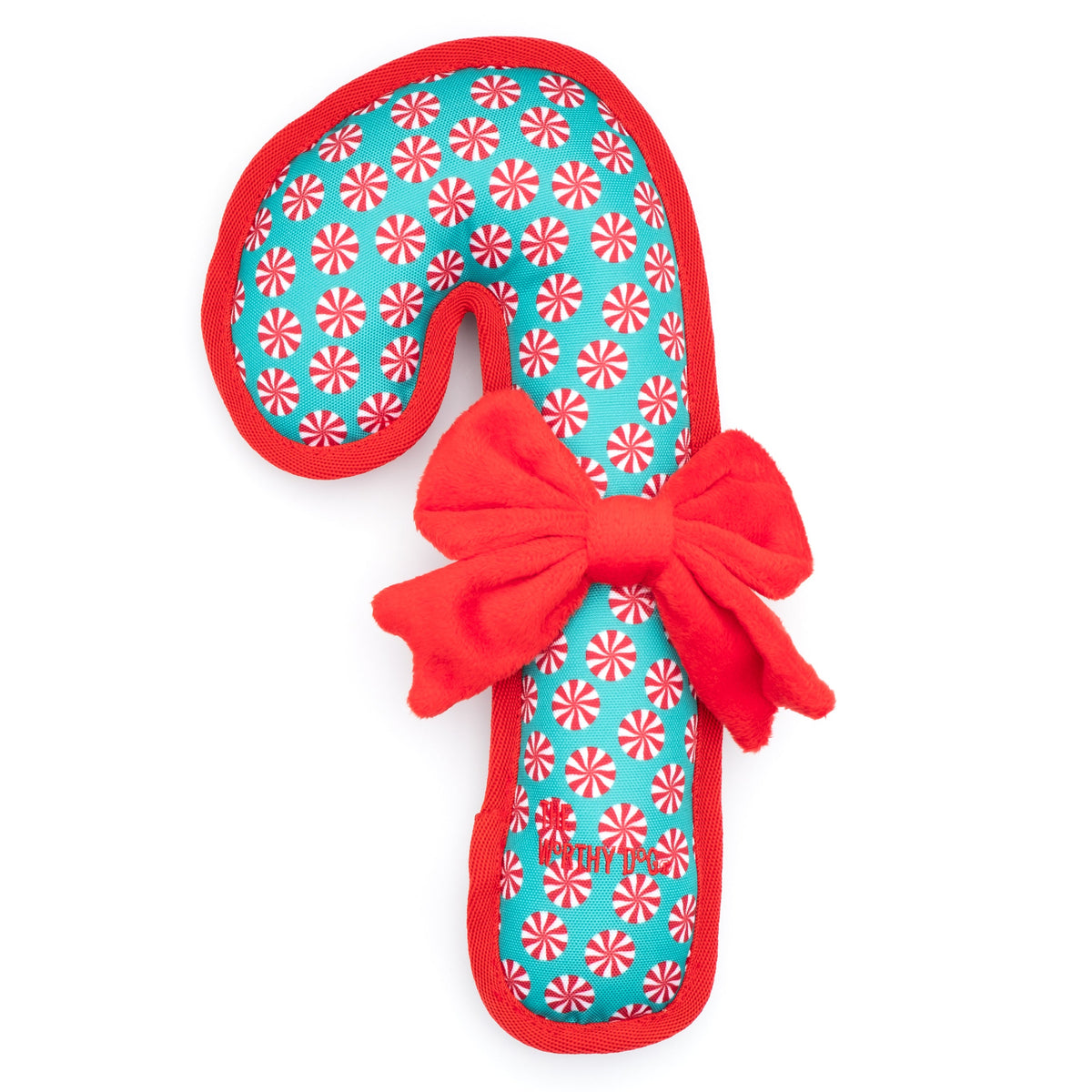 Candy Cane Squeaky Dog Toy in green, main product view