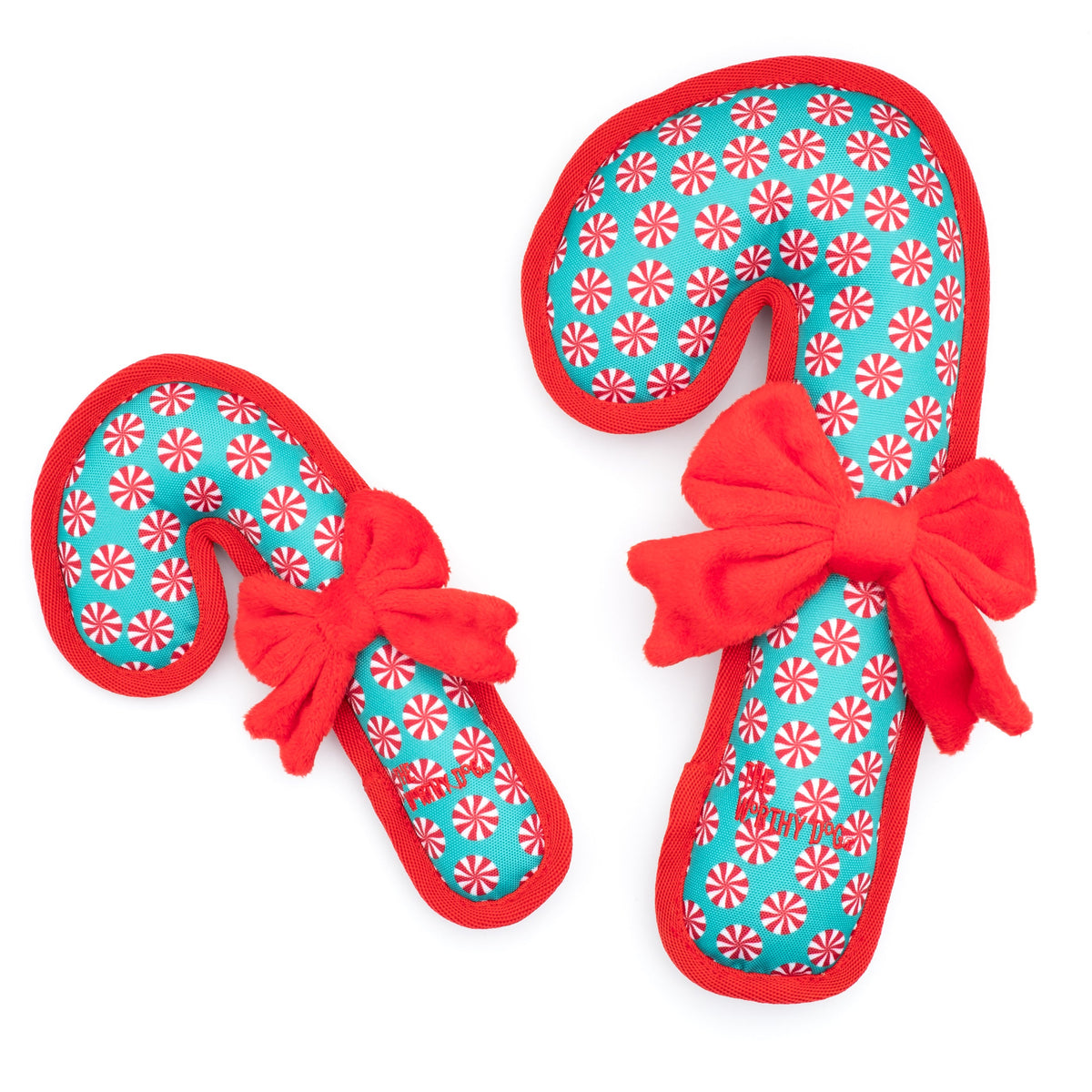 Candy Cane Squeaky Dog Toy in green, product view 3