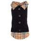 Two-Fer Cardigan Dog Sweater – Acrylic, Black & Black/Beige, Sizes XXS–XXL