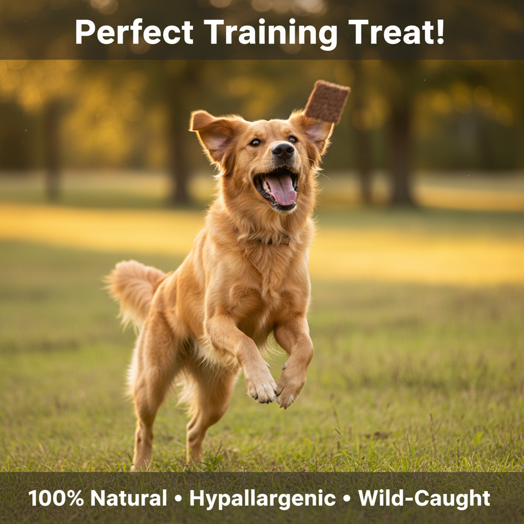 Dog catching alligator jerky treat