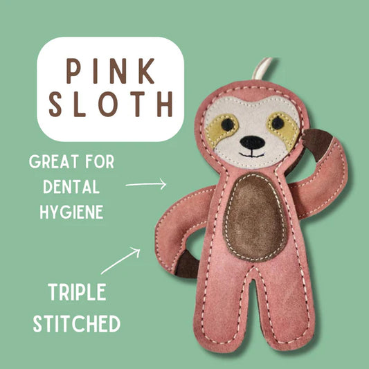 Natural Leather & Wool Sloth Dog Toy – Extra Tuff Chew & Tug Toy for All Breeds | Eco-Friendly & Durable